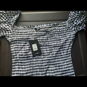 Pleated Black and White Dress